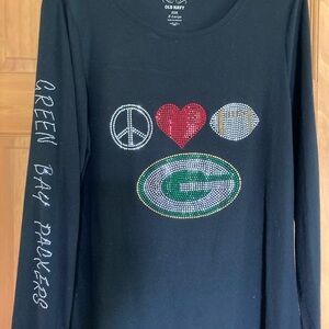 Old Navy Black Long Sleeve with Green Bay Packers Design